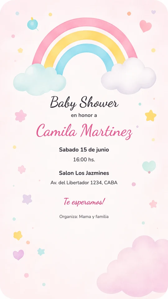 Preview de invitación estilo Arcoíris