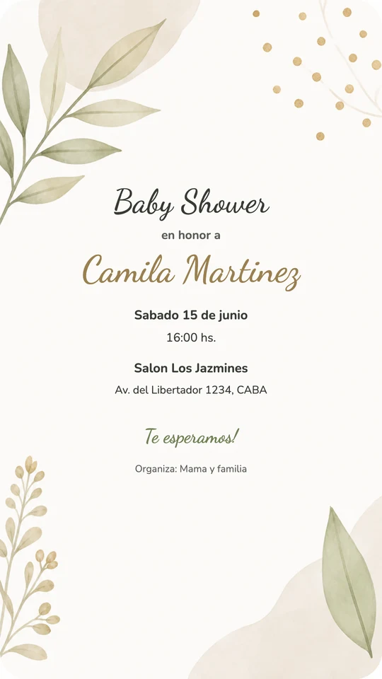 Preview de invitación estilo Neutral Minimal