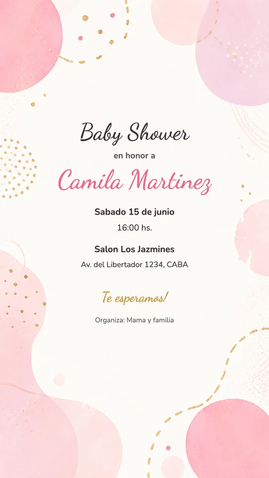 Preview de invitación estilo Rosa Moderno